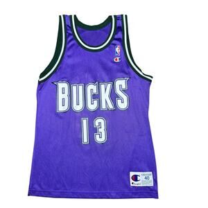 Vintage Champion Milwaukee Bucks #13 Glenn Robinson Purple Jersey Size 40 Large